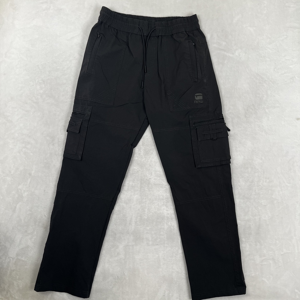 G-Star RAW Cargo Pants Mens Large Black Regular Fit Nylon Elastic Waist